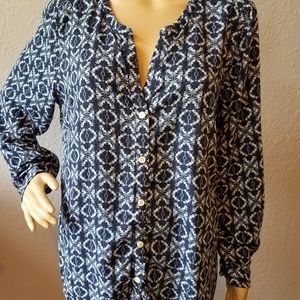 women's navy blue Eddie Bauer blouse